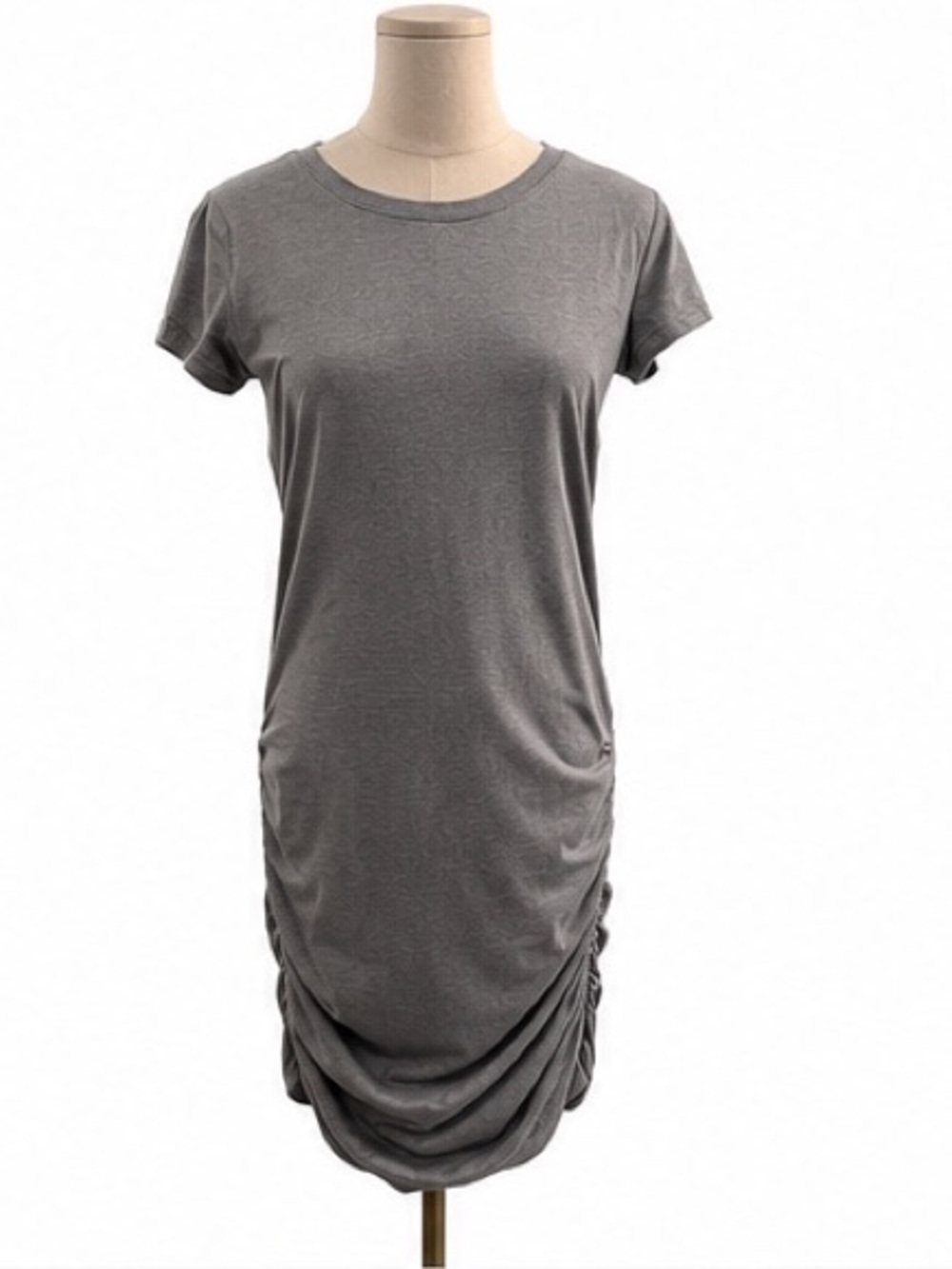 Athleta Ruched Hem T-Shirt Dress | Gray Performance Knit | Size Small
